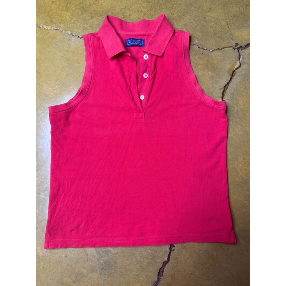 J. McLaughlin Womens Sleeveless Polo Shirt Pink Pima Cotton Top M - Picture 1 of 4